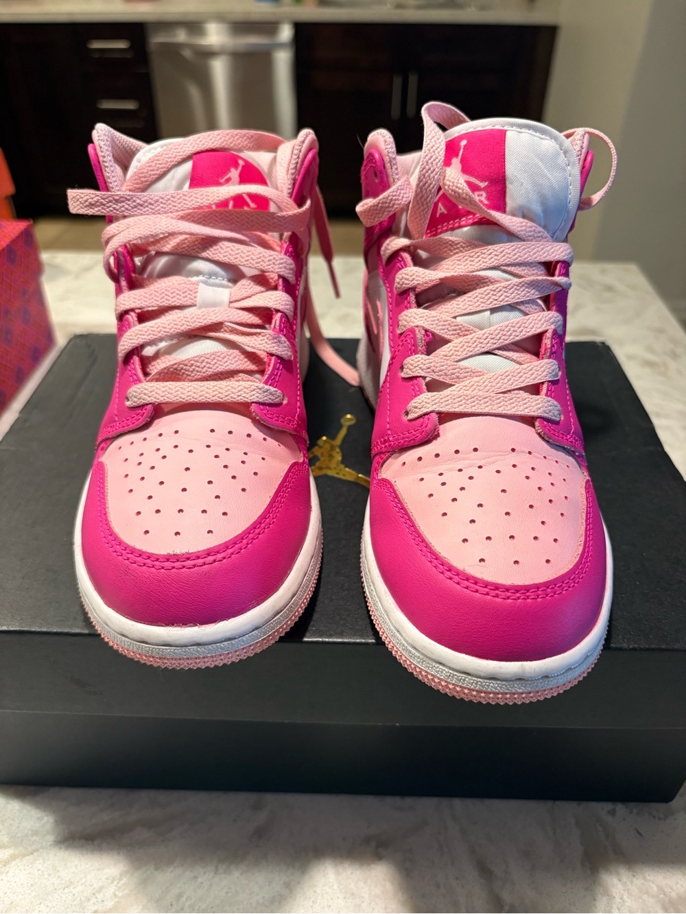 Jordan Girls' Pink High-Top Athletic Sneakers